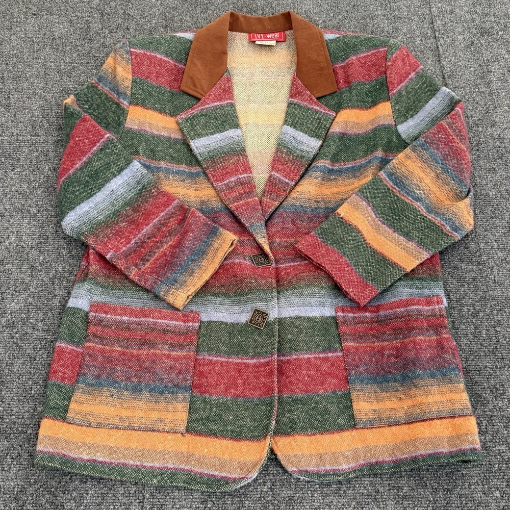 Vintage Ivy Wear‎ Striped Blazer Sport Coat Sz M Southwestern USA Made Tribal